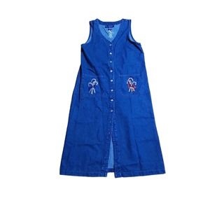 Original TY Wear Women's Candy Cane Logo Denim full length Dress Blue (Size: 12)